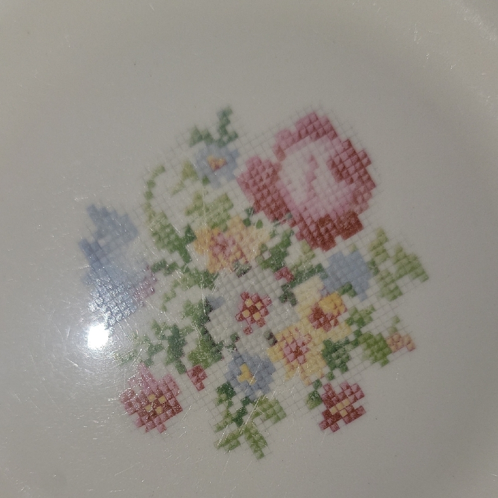 Floral Pattern Dinner Plates - Cream - Picture 4 of 6